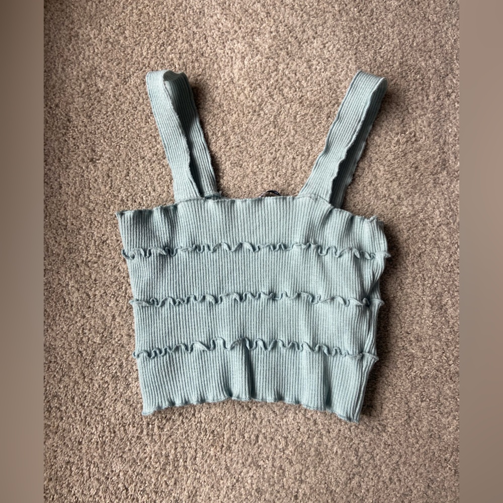 Zara Teal/Light Blue Cropped Tank Size Medium